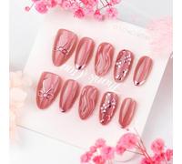 Nail Reformation Press On Nails, Pearl Sun Almond False Nails, Reusable Stick On Nails for Women Art(K204（30pcs）)
