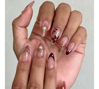 Nail Reformation Press On Nails, Pearl Sun Almond False Nails, Reusable Stick On Nails for Women Art(K252（30pcs）)