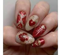 Nail Reformation Press On Nails, Pearl Sun Almond False Nails, Reusable Stick On Nails for Women Art(K205（30pcs）)