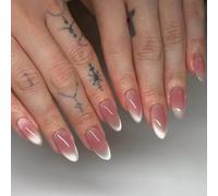 Nail Reformation Press On Nails, Rose Ombre French Almond False Nails, Reusable Stick On Nails for Women(JL0693)