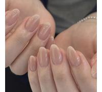 Nail Reformation Press On Nails, Sheer Jelly Almond False Nails, Natural Reusable Stick On Nails for Women(JP4059)