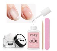 Nail Repair Kit For Broken Natural Nails - Nail Rescue Kit for Split & Cracked Nail with Brush-On Nail Glue, Repair Powder & Buffer - Temporary Manicure Fix Protector for Natural Fingernail Polish