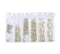 Nail Rhinestones Glitter Colored Crystal Ss4-ss16 AB Mixed Size Non-Thermal Repair Flat Bottom 3D Glass Rhinestones for DIY Nail Tools(Color18)