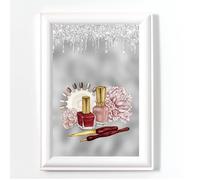 NAIL SALON POSTER PRINT BEAUTY PICTURE GREY WITH DIGITAL GLITTER NO FRAME A4 BEAUTY SALON ARTWORK, GLAM WALL ART, NOT REAL GLITTER 5