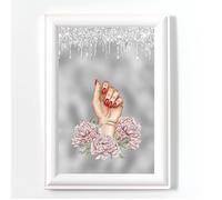 NAIL SALON POSTER PRINT BEAUTY PICTURE GREY WITH DIGITAL GLITTER NO FRAME A4 BEAUTY SALON ARTWORK, GLAM WALL ART, NOT REAL GLITTER 3