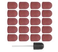 Nail Sanding Bands for Nail Drill, 20PCS Fine Grit Sanding Caps with 1 Shaft, 10x15mm Sandpaper Drill Bits for Nail Art Polishing Manicure Tools Accessories (Brown)