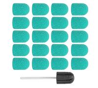 Nail Sanding Bands for Nail Drill, 20PCS Fine Grit Sanding Caps with 1 Shaft, 10x15mm Sandpaper Drill Bits for Nail Art Polishing Manicure Tools Accessories (Green)