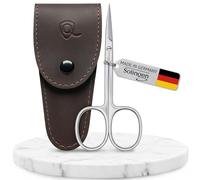 Nail Scissors for Women and Men - Curved Cuticel Scissor - Extra Fine and Sharp - in a Handy Case, Ideal for Travelling, as a Gift, or for Home Use, Brown