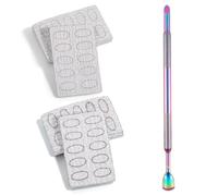 Nail Scraper Dual Ended Nail Cuticle Pusher Pre-Treatment Cuticles Remover Tool with 10 Pcs 100#/240# Grit Sandpaper Sheets Cuticle Nails Tool for Salon & Home Use