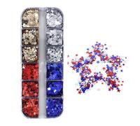 Nail Sequins | 4 Colors 12-Grid Patriotic Sequins,Nails Star Glitter | for Art Makeup Beauty Cosmetics Salon Home Party Celebration Holiday New Year Birthday
