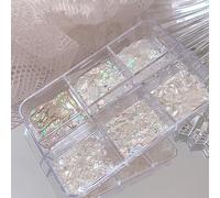 Nail Shell Flakes,1Box 6Grids Irregular Abalone Seashell Slices for Nail Art,Nail Abalone Shell Pieces Sequins Nail Art Decorations Manicure Mermaid Slice UV Gel Flake (6 Grids)