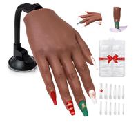 Nail Silicone Practice Hand For Acrylic Nails Practice Fake Hand Nail Art Training Tools Hand Tattooed Manicure Beginners suits Nail Jewelry Showcase Supplies