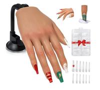 Nail Silicone Practice Hand For Acrylic Nails Practice Fake Hand Nail Art Training Tools Hand Tattooed Manicure Beginners suits Nail Jewelry Showcase Supplies