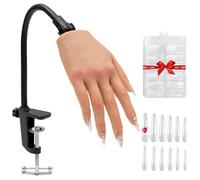 Nail Silicone Practice Hand For Acrylic Nails Training Fake Hand Nail Art Practice Tools Hand Tattooed Nail Jewelry Showcase Supplies Manicure Beginners suits