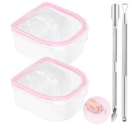 Nail Soaking Bowl, Double Layer Manicure Bowl, 4 Pcs Soak Off Bowl Manicure Bowl Nail Soaking Tray Soak Off Acrylic Nail Remover Dip Powder Acetone Removal Kit, Cuticle Pusher, Cuticle Peeler