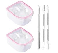 Nail Soaking Bowl Set, 2PCS Gel Polish Dip Powder Remover Manicure Bowl with 1PCS Triangle Cuticle Peeler and 2PCS Stainless Steel Cuticle Pusher Nail Art Tool, for Fingernail Cleaning Kit