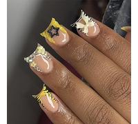 nail square press bow knot fake nail nail nail stick on nails 12 size 24 PCS DIY nail tips co ornament decoration press