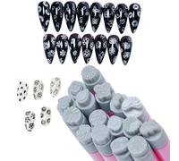 Nail Stamp Pen Set - 8PC nails art Stamp Pen | Nails Art Flower Stamp Pen | nails art Stamping Pens Kit For Girls And Women, nails art Dotting Design Tools With Floral Patterns(16* Silicone Heads)
