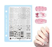 Nail Stamping Plate Designs, Manicure Press Art Stamp Matrices - Nail Stamping Plate Set, for Use in Wedding and Party Preparations, in the Studio, for Beginners, for Practice, at Home and in