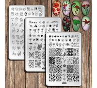 Nail Stamping Plates Nail Stamp, 3pcs Big Stainless Steel Nail Stamp Set