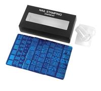 Nail Stamping Plates Set with Clear Stamper and Scraper Stainless Steel Plates for Nail Art Tool Kit Easy to Use for Beginners and Experienced Nail Artists Flowers Geometry Design Printing Tool