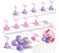 Nail Stand Acrylic Nail Art Display Stand Magnetic Nail Tips Practice Holder with120 Pcs Reusable Adhesive Putty (2+flower)