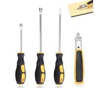 Nail Staple Rivet Tack Puller, 4 PCS Upholstery Staple Remover and Tack Lifter Tool Set, Heavy Duty Tack Remover Nail Puller Remover Tool for Home Office Rubber Handles