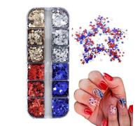 Nail Stars 12-Grid 4 Colors Patriotic Sequins
