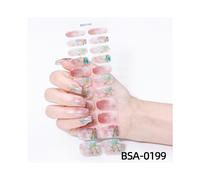 (Nail sticker + paper card + alcohol pack + nail paste + wooden stick, BSA-0199) No-bake gel nail stickers waterproof onion powder nail stickers gel nail wraps