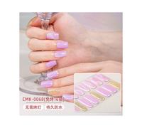 (Nail sticker + paper card + alcohol pack + nail paste + wooden stick, CMK-0068) No-bake gel nail stickers, waterproof, 16 nail polish films, glitter onion powder, cartoon nail art stickers for childr