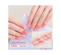 (Nail sticker + paper card + alcohol pack + nail paste + wooden stick, CMK-0076) No-bake gel nail stickers, waterproof, 16 nail polish films, glitter onion powder, cartoon nail art stickers for childr