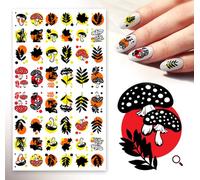 Nail Stickers Decals (5 Sheets) Bright Jolly Mushrooms FLONZNAIL Nail Décor