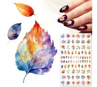 Nail Stickers Decals (5 Sheets) FLONZNAIL Gorgeous Watercolour Painted Leaves and Flowers Vintage Styled Nail Decor