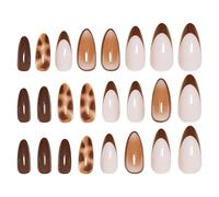 Nail Stickers, Leopard Print Design, ABS Material, 24 Pieces Fake Nails, Arts-Inspired Manicure, Quick and Easy Application, For Women Girls Beauty Daily Party Use