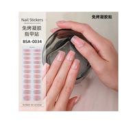 (Nail stickers + paper card + alcohol pack + nail file + wooden stick, BSA-0034) No-bake gel nail stickers French onion powder semi-cured nail stickers