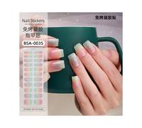 (Nail stickers + paper card + alcohol pack + nail file + wooden stick, BSA-0035) No-bake gel nail stickers French onion powder semi-cured nail stickers