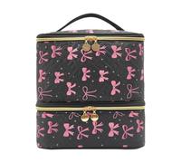 Nail Storage Organizer Pedicure Manicure Travel Bag with Black Bow Design