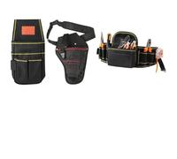 Nail Storage Waist Bag Loop Oxford Electricians Construction Workers - Belt 600d Carpenters Fabric Gadget Heavy-Duty Having Device Pockets Tape Measure for Flexible Fit (Red/Black 17 Over 14)(JH-801)