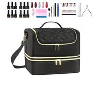 Nail Supply Organizer | Two-Tier Storage Bag | Travel-Friendly Nail Case | Manicure Tool Holder | Portable Nail Kit Storage Portable and Lightweight for Nail Care Supplies