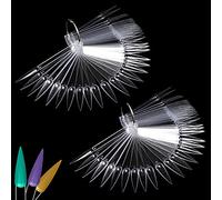 Nail Swatches 100Pcs Nail Swatch Sticks Nail Colour Display Nail Display Tips Nail Art Tips Sticks with Metal Ring for Nail Salon and Beginners (Clear)
