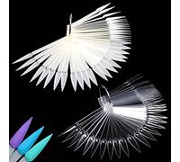 Nail Swatches 100Pcs Nail Swatch Sticks Nail Colour Display Nail Display Tips Nail Art Tips Sticks with Metal Ring for Nail Salon and Beginners (Clear & Natural)