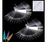 Nail Swatches With Labels 100pcs Nail Swatch Sticks Nail Colour Display Nail Display Tips Nail Art Tips Sticks With Metal Ring For Nail Salon And Beginners(Clear)