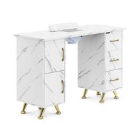 Nail Table Extraction System Marbled / Golden 3 Drawers Hand Rest - Manicure Tables by Physa Gold,Marble