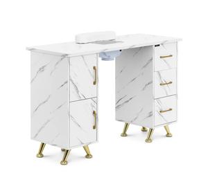 Nail Table Extraction System Marbled / Golden 3 Drawers Hand Rest - Manicure Tables by Physa Gold,Marble