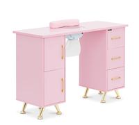 Nail Table Extraction System Pink / Golden 3 Drawers Hand Rest - Manicure Tables by Physa Gold,Pink