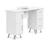 Nail Table Extraction System White / Silver 3 Drawers Hand Rest - Manicure Tables by Physa Metallic silver,White
