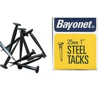 Nail Tacks Blued, 25mm (50G), External Length 25mm, Nail Material Steel, Nail Type Round Head, Product Range Bayonet - Steel Tacks, Weight 50g, Fasteners & Hardware