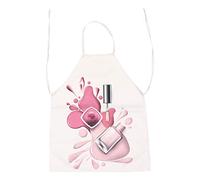 HEMOTON Nail Techs Apron Nail Polish Pattern Cross Back Cotton Linen Business Apron Restaurant Bib Wrap for Baking Cooking Gardening Hairdressing Working 68x55cm