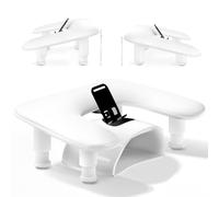 Nail Tech Arm Hand Rest for Manicurist,Adjustable Nail Hand Rest with Phone Holder,PU Leather-White