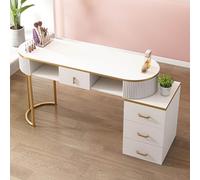 Nail Tech Desk - Manicure Table with Drawers & 3-Tier Storage Cabinet for Professional Nail Artists - Wooden Salon Spa Work Station